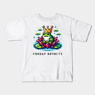 Pixel Frog King - 8bit Crowned Amphibian Art Kids T-Shirt